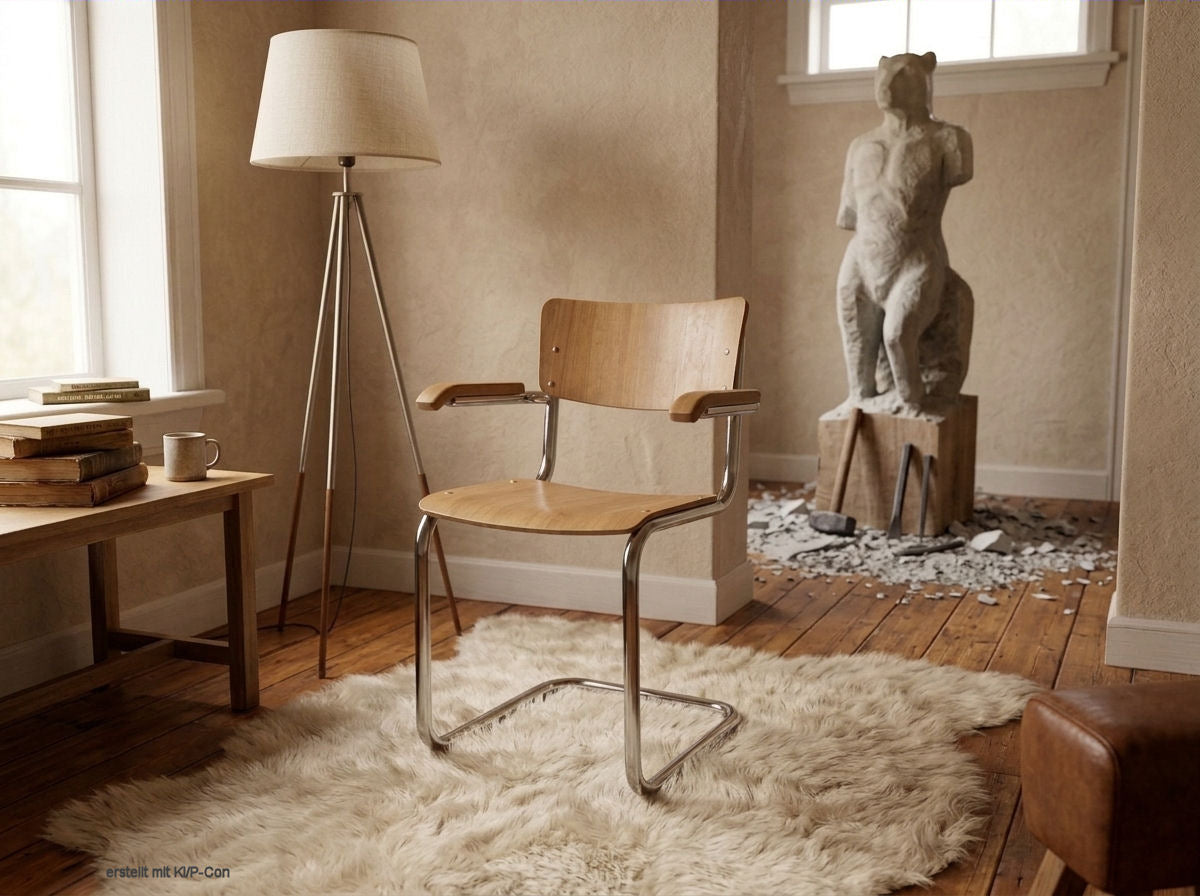 Freischwinger Thonet S 43 F - Buche mit Armlehnen