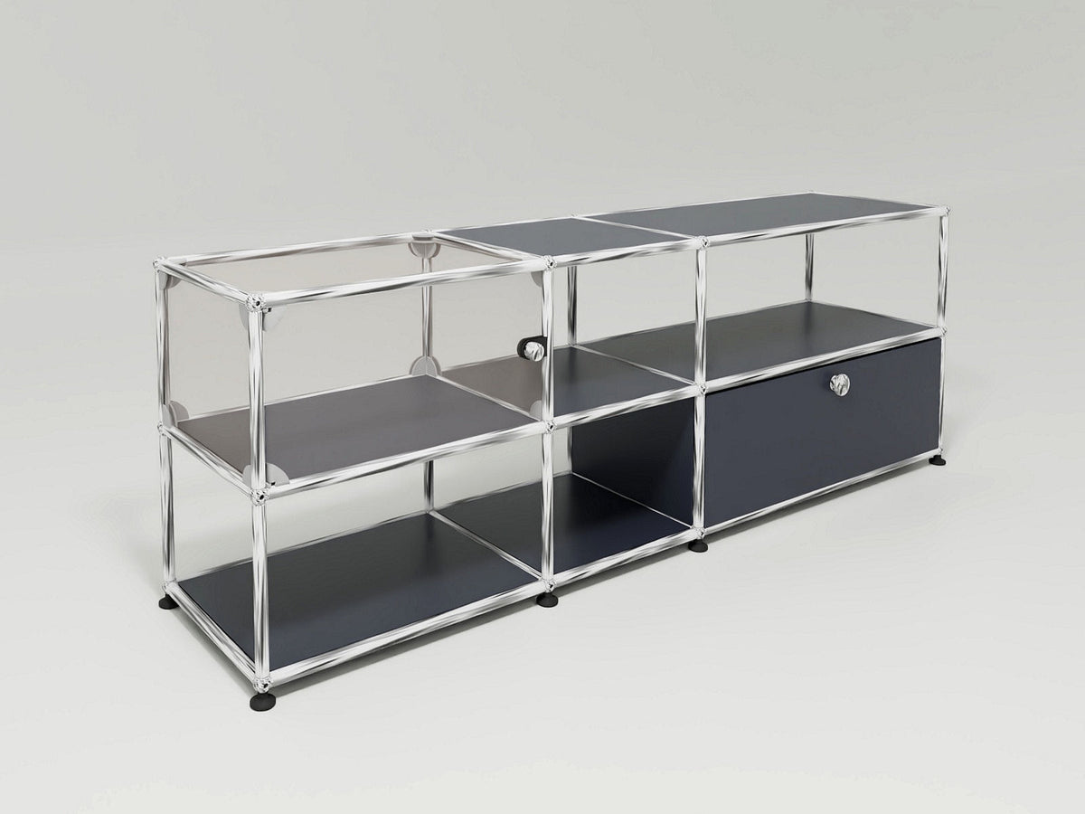 USM Haller - Medienmöbel mit Vitrine