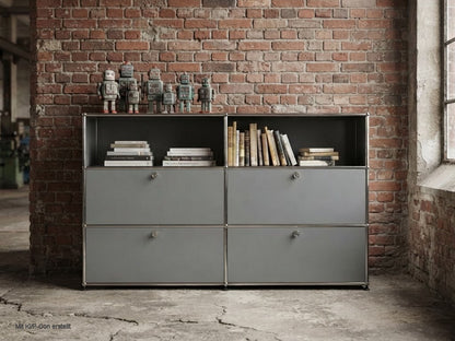USM Haller - Highboard No.1, Stauraum in offenen und Klappenfächern