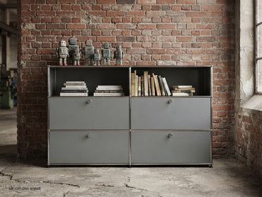 USM Haller - Highboard No.1, Stauraum in offenen und Klappenfächern